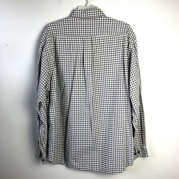 Eddie Bauer Button Down Shirt Mens L Tan Blue Checkered Plaid 100% Cotton Casual - Picture 6 of 10